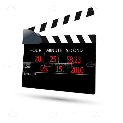Clapboard in Black and White with Red Numbers